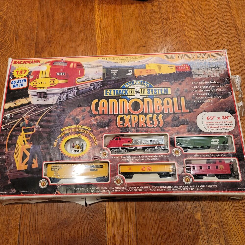 Bachmann HO Scale E-Z Track Cannonball Express Train Set #00695 Open Box